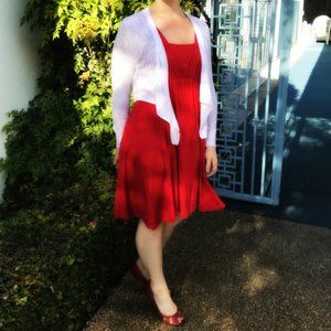 Red Sleeveless Knee-length A-line Dress